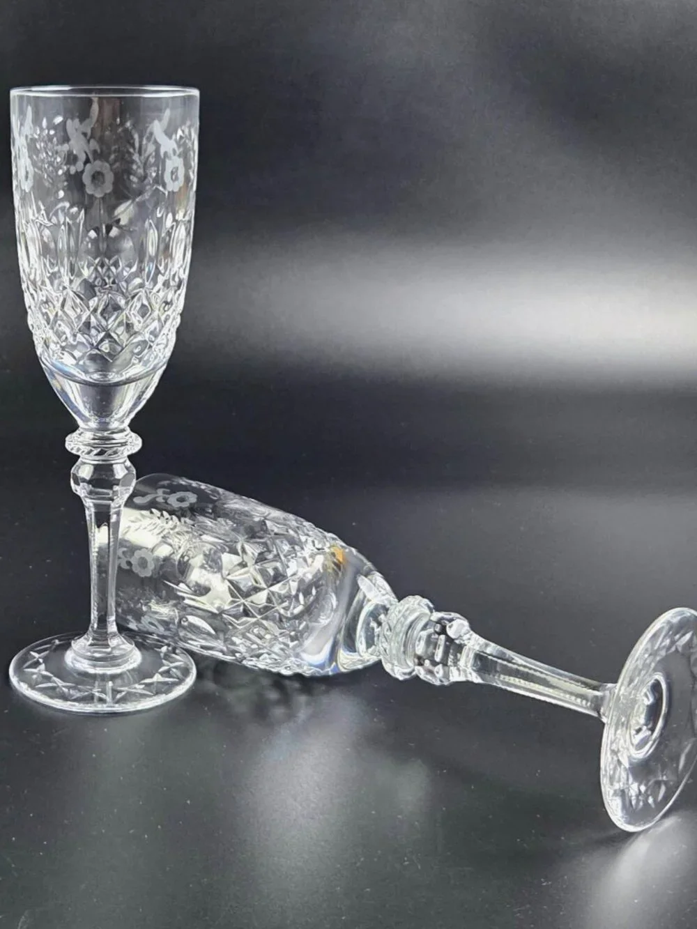 Vintage Rogaska Gallia - Fluted Champagne Glasses - Set of 2 - Discontinued